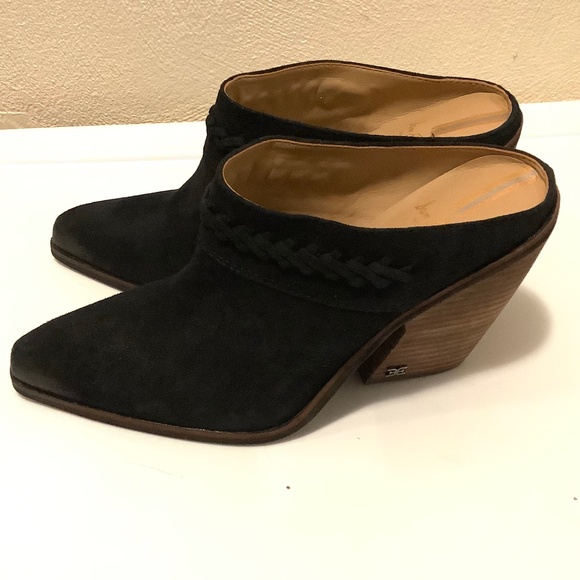 Alison Western Mule Black Suede Leather Heeled Mule 7 Boho Business Casual - Picture 4 of 10
